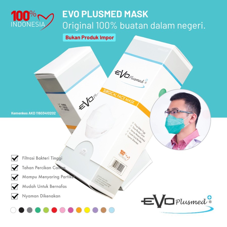 Masker Evo PlusMed 4d Medis - Hitam - Gambar 4